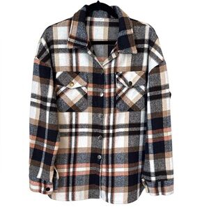Plaid Button-Up Shirt Jacket Shacket